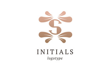 Letter S vector logo. Vintage Insignia and Logotype. Business sign, identity, label, badge initials. Monogram design elements, graceful template. Calligraphic elegant logo design