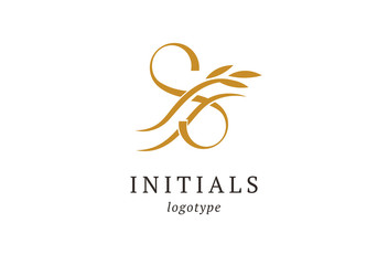 Letter S vector logo. Vintage Insignia and Logotype. Business sign, identity, label, badge initials. Monogram design elements, graceful template. Calligraphic elegant logo design