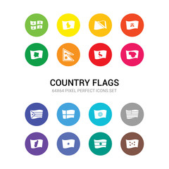 16 country flags vector icons set included honduras flag, laos flag, lebanon flag, madagascar united states ethiopia iceland puerto rico lithuania uganda nepal icons