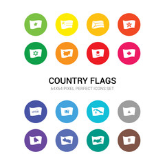 16 country flags vector icons set included croatia flag, russia flag, el salvador flag, bolivia nicaragua cuba sri lanka iraq canada kazakhstan bulgaria icons