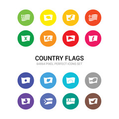 16 country flags vector icons set included united arab emirates flag, chile flag, south africa flag, guatemala austria venezuela nigeria bangladesh sweden dominican republic denmark icons