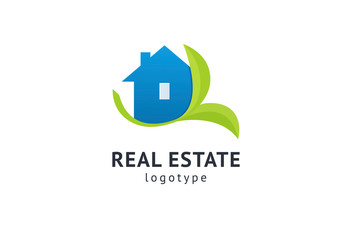 Abstract real estate agent logo icon vector design. Rent, sale of real estate vector logo, House cleaning, home security, real estate auction, grass cutting. Vector building logo concept.