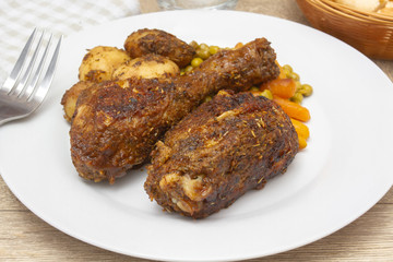 poulet rôti et légumes