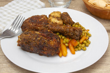 poulet rôti et légumes