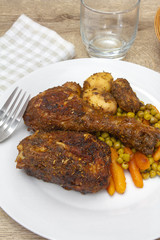poulet rôti et légumes