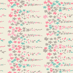  Floral vector seamless pattern. Simple stylized flowers and leaves background made with clipping mask for easy editing.