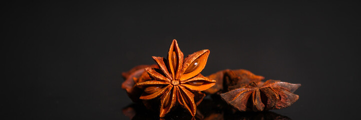 anise star, fragrant spice (seasoning spices). food background. top