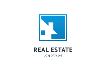 Abstract real estate agent logo icon vector design. Rent, sale of real estate vector logo, House cleaning, home security, real estate auction. Vector building logo concept.