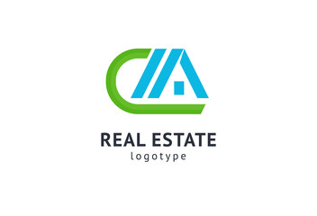 Abstract real estate agent logo icon vector design. Rent, sale of real estate vector logo, House cleaning, home security, real estate auction. Vector building logo concept.