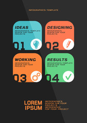 Brochure cover or web banner design with numbered steps