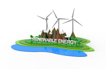 ECO Nature landscape, Renewable energy. Illustration