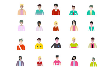 Fototapeta na wymiar Business man and woman icons. Group of working people. Different nationalities characters. Flat style design Infographic elements 
