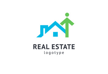 Abstract real estate agent logo icon vector design. Rent, sale of real estate vector logo, House cleaning, home security, real estate auction. Vector building logo concept.