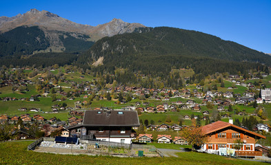 Fototapeta premium Mountain town in Grindelwald, Switzerland