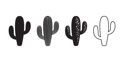 cactus icon vector logo symbol sign desert flower botanica plant garden summer tropical illustration doodle