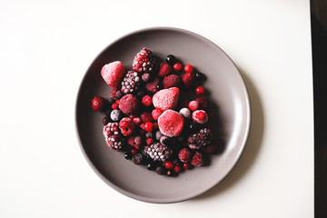 Frozen berries in a bowl 