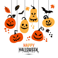 Halloween background of cheerful colors pumpkins. Vector illustration.