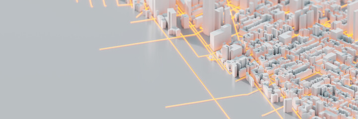 Techno mega city; urban and futuristic technology concepts, original 3d rendering