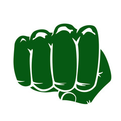 Silhouette of green fist on a white background. Logotype.