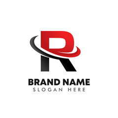 letter R logo symbol with swoosh design