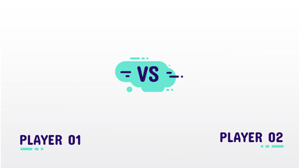 Versus screen design. Flat style design. Video game.Simple form. Player. Battle headline template. Fllat modern design. Green and blue color. Vector illustration