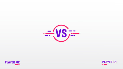 Horizontal Versus screen design. Red and violet color. Battle headline template. Fighter. video game. Player. Flat modern design. Simple, minimalistic backdrop. Vector illustration
