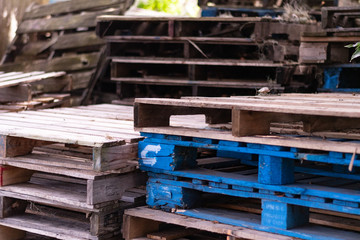 Pile of scrapped wooden pallets
