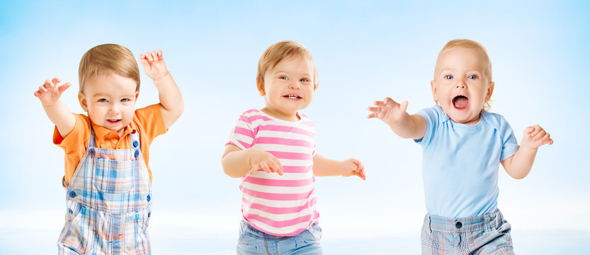 Happy Babies, Dancing Toddler Kids Group, Funny Children one year old
