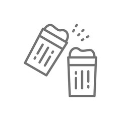 Glasses with drinks, cheers line icon. Isolated on white background