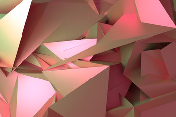 CGI, random geometric, backdrop for design texture, background. 3D render.
