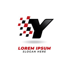 Letter Y with Race flag icon symbol design