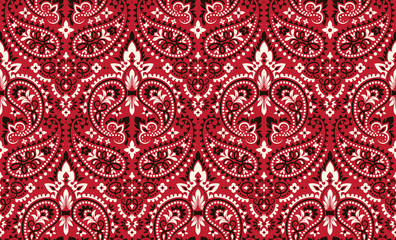 Seamless pattern based on ornament paisley Bandana Print. Vector ornament paisley Bandana Print. Silk neck scarf or kerchief square pattern design style, best motive for print on fabric or papper. - 267429548