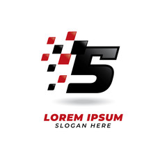 Number five 5 racing icon symbol design. racing number logo design