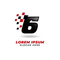 Number six 6 racing icon symbol design. racing number logo design