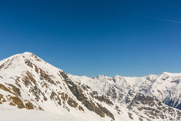 winter landscape with the mountain peaks covered by heavy snow. aerial view by drone. romanian mountains, Negoiu peak, Fagaras Mountains