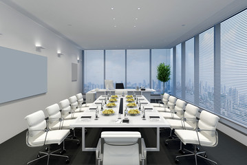 3d render of working office and board room