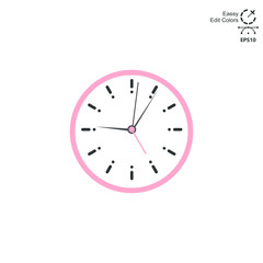 clock on black background in flat style. Vector illustration - Vector