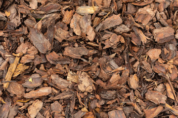 Wood chips texture, wooden biomass background close up