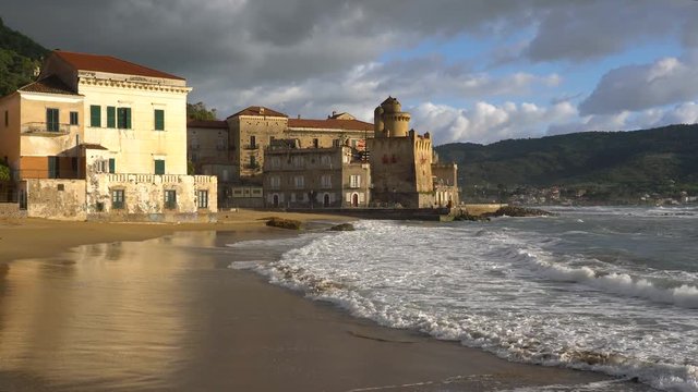 The beautiful village of Santa Maria di Castellabate at sunset, Cilento, Campania, southern Italy.
