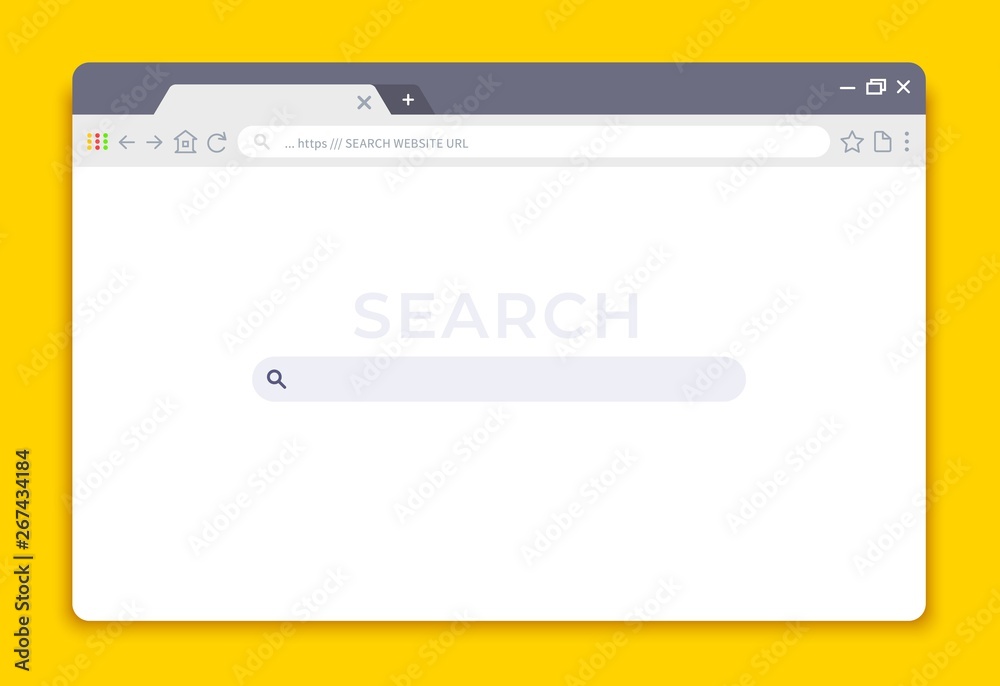 Poster Browser interface. Website window mockup, internet screen frame, browser tab. Vector empty web window navigation design template