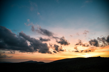 Sunset Landscape View in Grayson Highlands State Park in Jefferson National Forest in Virginia 