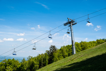 Emtpy chairlift in ski resort in summer