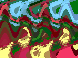 Blue red pink yellow abstract fluid lines