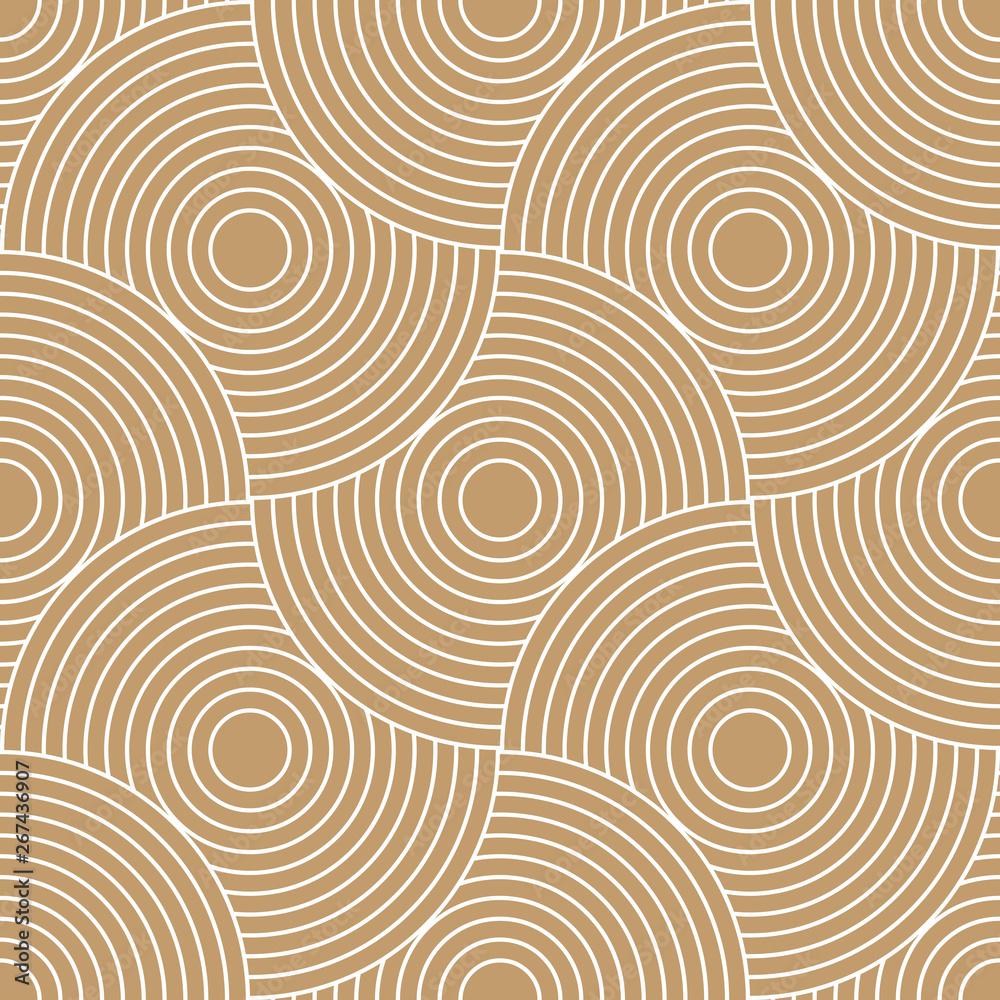 Poster Abstract retro pattern of geometric shapes. Golden mosaic backdrop. Geometric wave of circles  background, vector