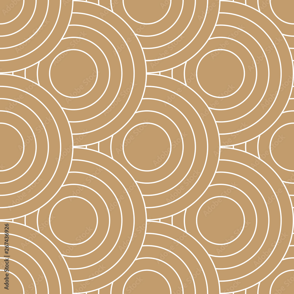 Poster Abstract retro pattern of geometric shapes. Golden mosaic backdrop. Geometric wave of circles  background, vector