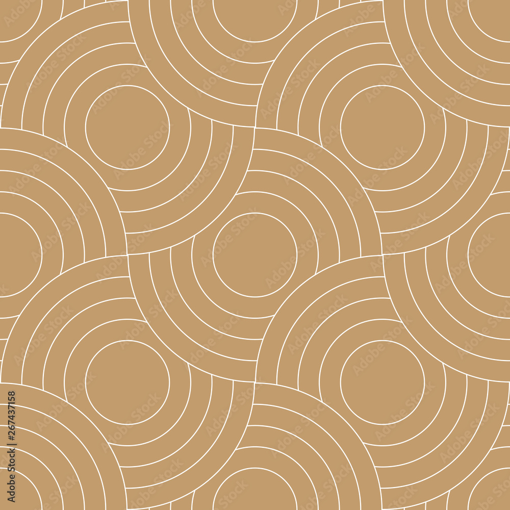 Poster Abstract retro pattern of geometric shapes. Golden mosaic backdrop. Geometric wave of circles  background, vector