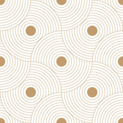 Abstract retro pattern of geometric shapes. Golden mosaic backdrop. Geometric wave of circles  background, vector