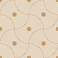Abstract retro pattern of geometric shapes. Golden mosaic backdrop. Geometric wave of circles  background, vector