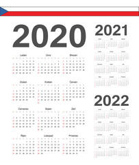 Set of Czech 2020, 2021, 2022 year vector calendars.