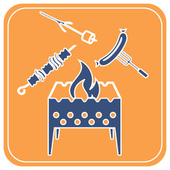 Brazier, zephyr, kebab and sausage icon